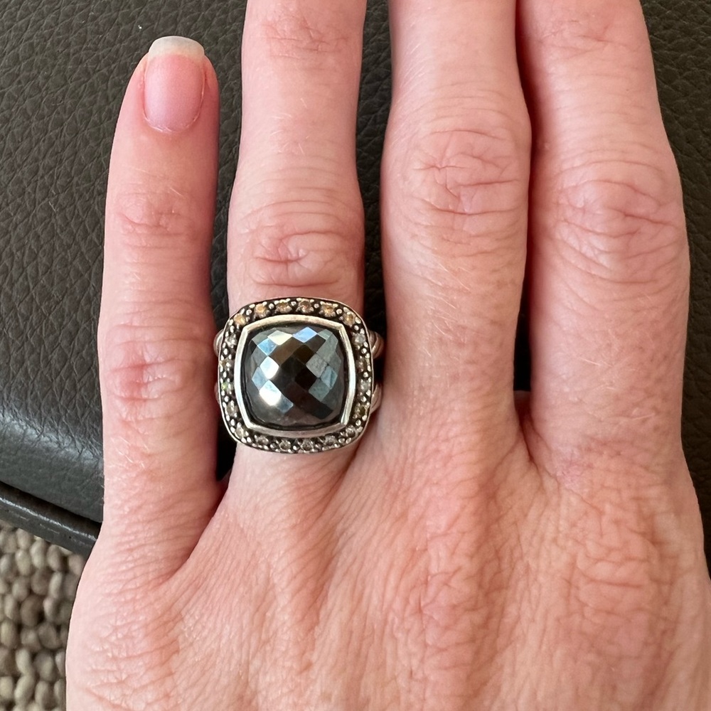 David Yurman Hematite and Diamond Ring